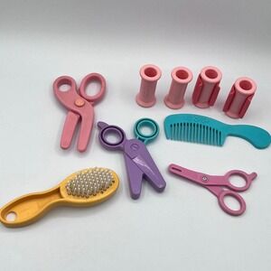 Little Tikes Hair Salon Accessories Curlers Scissors Brush Comb Styling Lot
